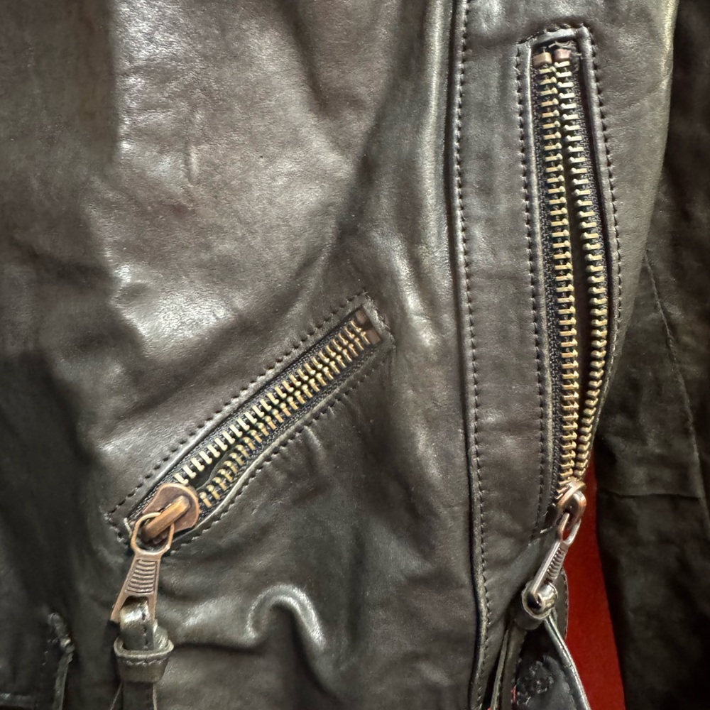 Diesel Distressed Black Leather Jacket for Women - Picture 7 of 7